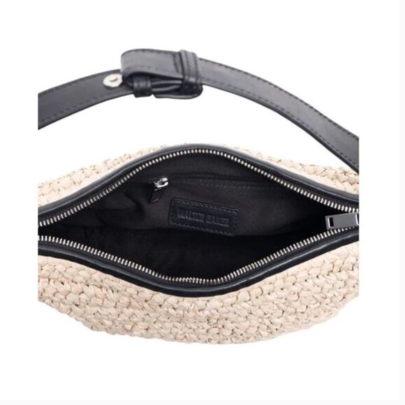 NWT Walter Baker Beck Raffia Shoulder Bag Natural Black - Picture 5 of 5